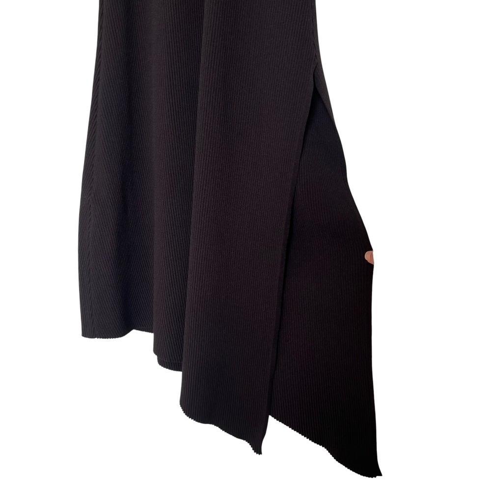 A.L.C Lance Ribbed Long Sleeve Asymmetrical Midi Slit Espresso Brown Dress SZ L - Picture 5 of 13